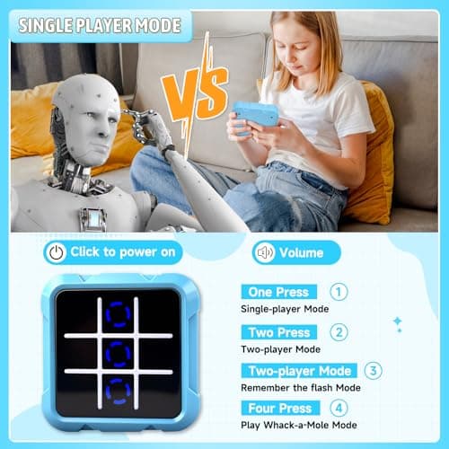 Tic Tac Toe Game, 4-in-1 Noughts and Crosses Game, Electronic Tic Tac Toe Games, Portable Travel Games Fidgets , Handheld Puzzle for Family Kids Adults — view 3