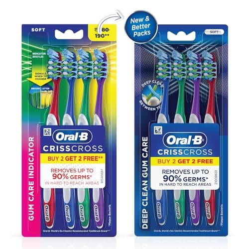 Oral-B Pro-Health Soft Toothbrush for Gum Care, Battery Operated, 3 Pack, Blue, Purple, Green — view 2