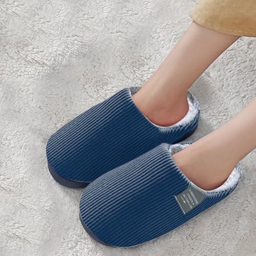 Cotton Slippers Spa Travel Slippers, Solid Color Warm Fluffy Comfortable Lightweight Home Soft with Anti-Slip Sole Autumn Winter House Classic Ankle Thickened Guest Breathable Shoes for Womens Couple — view 6