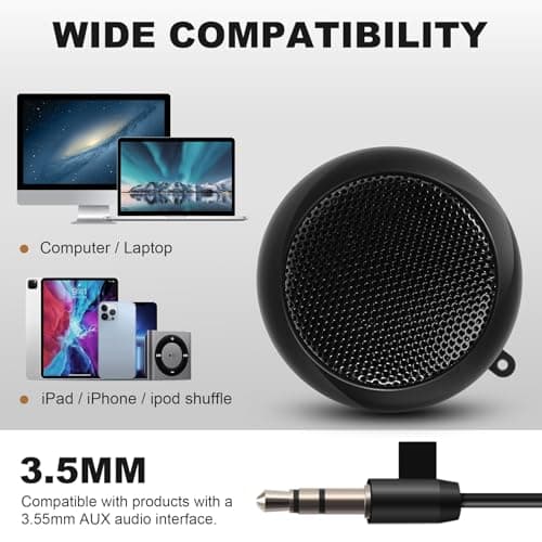 Quystetes Mini Speaker Portable Rechargeable Travel Speaker with Aux Input Wired 3.5mm Headphone Jack — view 6