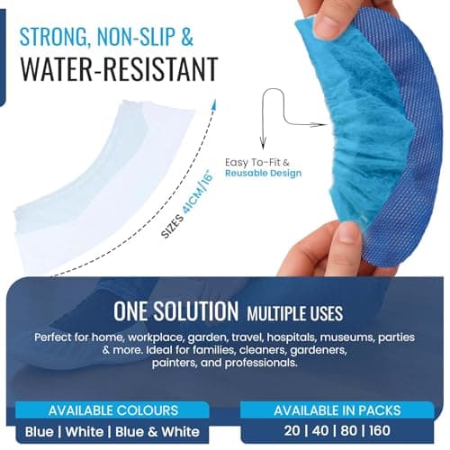 TYGA 40 Pieces Waterproof Reusable Shoe Covers - Blue — view 3