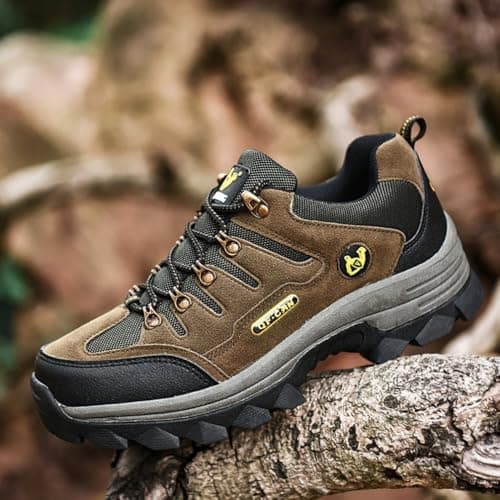 Women's Hiking Boots Men's Waterproof Walking Shoes Low Rise Breathable Trekking & Hiking Footwear Outdoor Backpacking Camping Trails Shoes (Dark Green-A,12) — view 2