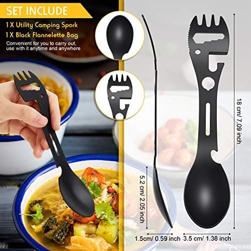 Utility Camping Spork 8 in 1 Travel Stainless Steel Cutlery Set with Pouch — view 2
