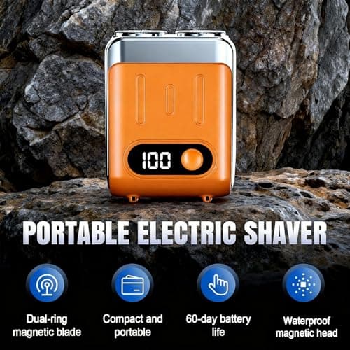 Mini Electric Razor for Men,2025 Portable Razors for Men IPX7 Waterproof,Wet & Dry Head Shaver,Shavers Cordless Rechargeable, Beard Trimmer,Magnetic Double Head Shavers for Home or Travel (Blue) — view 4