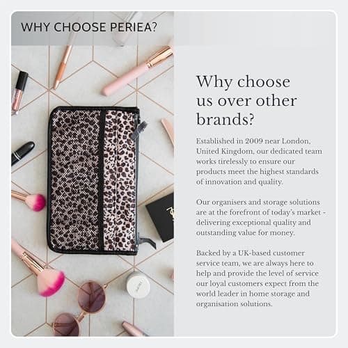 Periea 'Chelsy' Premium Handbag Organiser Insert: Structured Travel Pouch for Tote Bag, Purse Insert for Efficient Bag Organisation - Small, Leopard Silver — view 3