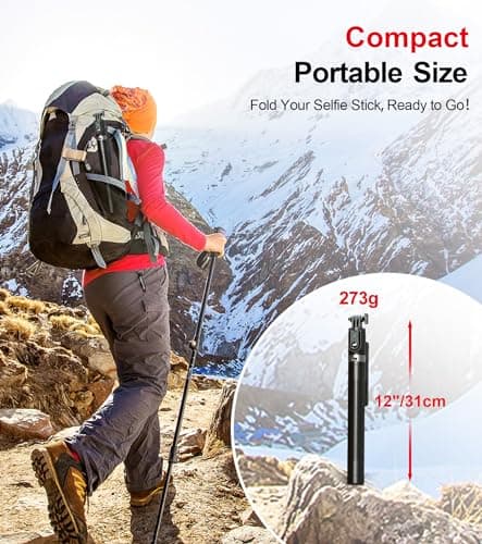 Selfie Stick Phone Tripod with Remote and LED Fill Lights - ASHINER 180cm Heigh Cell Phone Holder for Travel, Vlogging, Live Streaming Video and Photos, Compatible with iPhone and Android — view 3