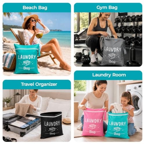 Minicoco 4PCS Waterproof Travel Laundry Bags For Dirty Clothes Small — view 6