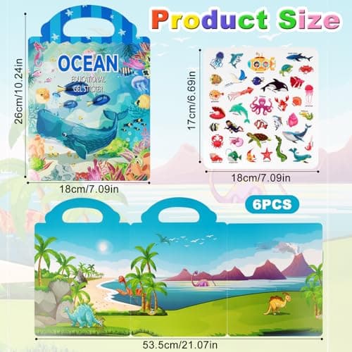 6 Pack Reusable Sticker Book,Waterproof 3D Puffy Sticker Books — view 2