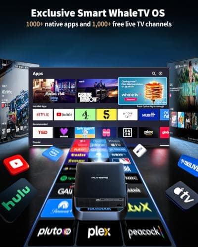 Smart Projector [Compatible with Netflix/Disney/Live TV & 330° Rotatable] Mini Portable Projector 4K Auto Focus& 6D Keystone, PUTRIMS 1080p Projectors WiFi Bluetooth for Home Outdoor Garden — view 2