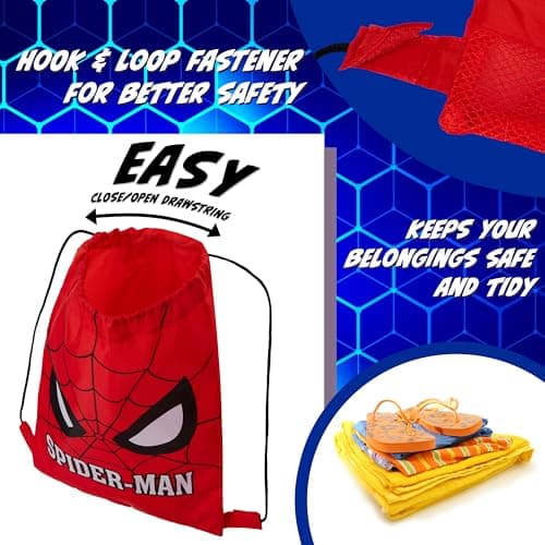 Disney Stitch Drawstring Bags for Kids Swimming Bag Spiderman String Backpack School PE Kit Travel Beach Holiday Sports Gym (Red Spiderman) — view 5