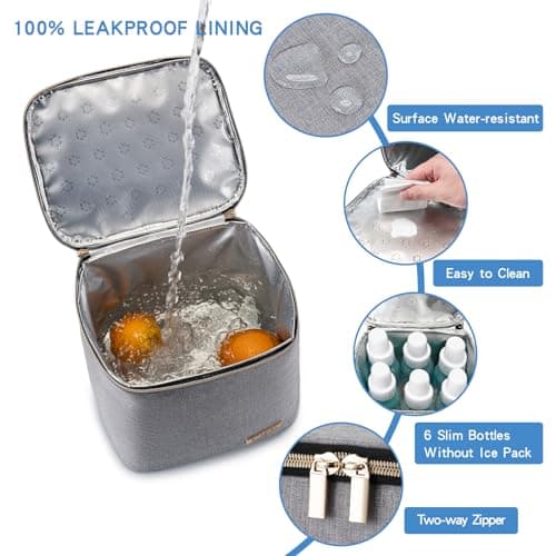 BABEYER Breastmilk Cooler Bag with Ice Pack, Insulated Baby Bottles Bag for 4 Baby Bottles(up to 120ml-270ml) for Daycare Travel Nursing Mom, Grey — view 2