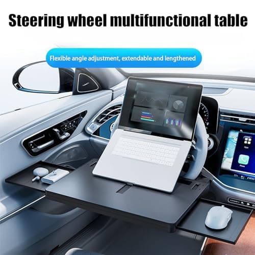 Car Steering Wheel Tray - Extendable Multipurpose Table, Vehicle Steering Wheel Desk Tray, Non Slip Car Food Laptop Holder | Portable Auto Work Eating Trays Road Trip Travel Dining Truck Suv — view 5