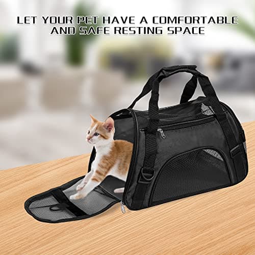 Soft-Sided Foldable Cat/Dog/Pet/Puppy Carrier Bag,Portable Pets Travel Carriers For Cats/Dogs/Pets With Shoulder Strap & Removable Mat,Durable Comfort Cat Basket Airline Approved(Black,Medium) — view 6