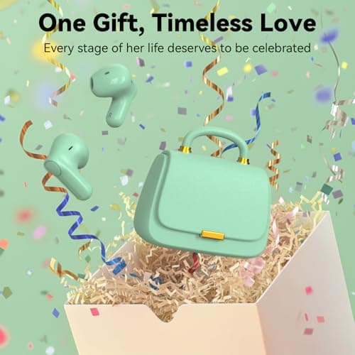 ANCwear Wireless Earbuds with Mini Handbag Case, 22H Playtime, Sage Green — view 3