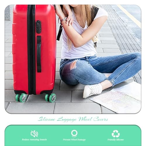 YMWALK 8 Pack Silicone Luggage Wheel Covers, Durable Anti-Scratch Travel Suitcase Wheel Protectors, Portable 2 Inch Luggage Spinner Wheel Covers Mute for Most Caster Wheels (Mint color) — view 4