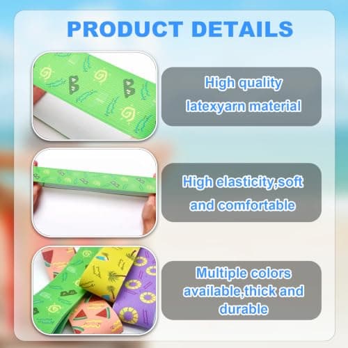 Solihigh 5Pcs Towel Bands for Sun Loungers, 40x5cm Elastic beach towel bands, Non-Slip Chair Towel Holders for Pool, Sunbed Straps Accessories for Summer Beach(5 Styles) — view 6