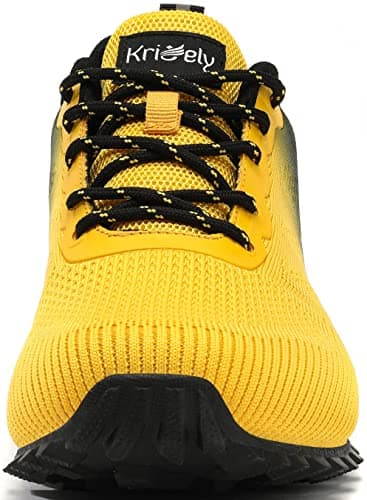 Kricely Trail Running Shoes Mens Breathable Lightweight Trainers Non-Slip Low Rise Walking Shoes（Yellow 12） — view 3