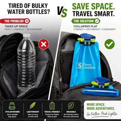 Foldable Water Bottles Set of 4 (2 Blue, 2 Black) – Collapsible, BPA Free, Leakproof, Lightweight Travel Bottles for Hiking, Gym & Everyday Use — view 2