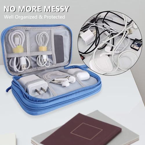 Teskyer Travel Cable Organiser Bag, Travel Essential, Sky Blue — view 2