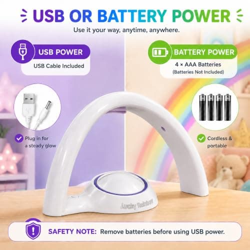 Excerando Rainbow Projector Night Light for Kids Bedroom, Colour Changing LED Rainbow Lamp with USB & Battery Power, Rainbow Light Projector for Girls Boys Room Decor, Birthday Gift for Children — view 4
