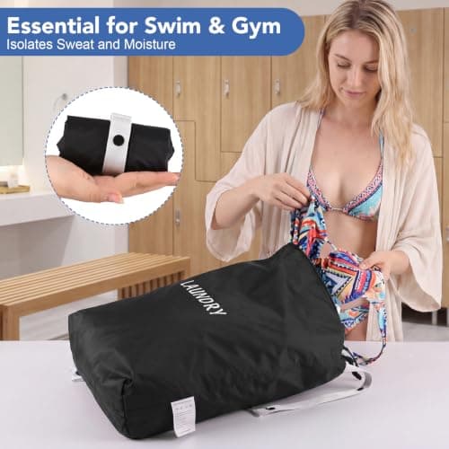 Dntorx 2 Pack Waterproof Travel Laundry Bags with Handle, Wet Bags 45x60cm — view 5