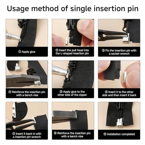 Aihoom Zipper Repair Kit with Pliers, Universal Metal Zipper Sliders & Stoppers, DIY Zip Fix Tools for Jackets, Bags, Clothing, Instant Zipper Replacement Accessories (61 Pieces 4 Colours 3 Sizes) — view 4