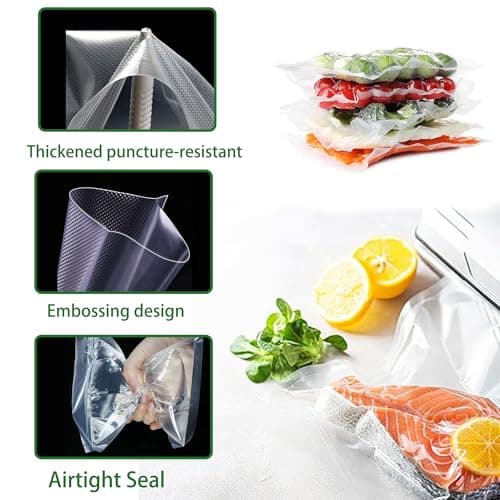 huruirui Vacuum Sealer Bags for Food 20x30cm 50pcs Vacuum Storage Bags Vac Pack Bag BPA Free Heavy Duty Embossed Food Great for Sous Vide PreCut Bag — view 5