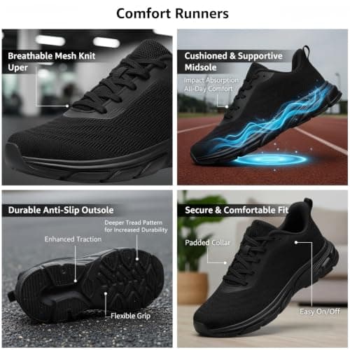 RTOUNT Mens Trainers Men Breathable Casual Walking Shoes for Gym Travel — view 5
