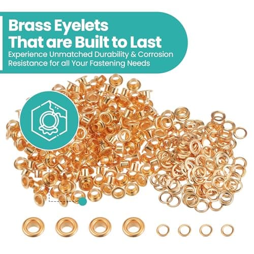 Trimming Shop 4mm Gold Brass Eyelets Grommets Washers 100pcs Leather Kit — view 3