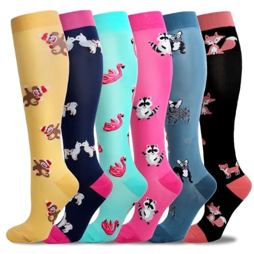 Compression Socks for Women & Men 6 Pairs 20-30 mmHg Travel Flight Socks
