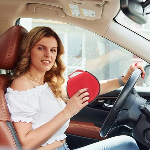 KICHOUSE CD Storage Holder with Lightweight Oxford Cloth, Portable round Case with Zipper, Space-saving Car Organizer for Road Trips — view 6