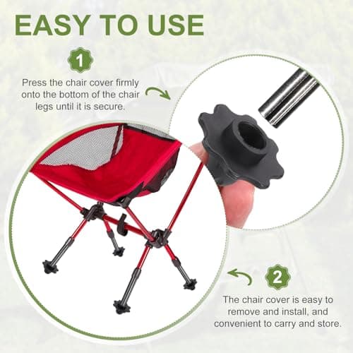 sourcing map 4Pcs Camping Chair Foot Cover, 0.71 Inch Plastic Table Legs Feet Covers Furniture Floor Protectors for Outdoor Moon Chair Folding Furniture Camping Gear, Black — view 4