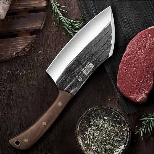 HOSHANHO 6" Cleaver Knife, Hand Forged Chopper Butcher Meat Cleaver Knife — view 6