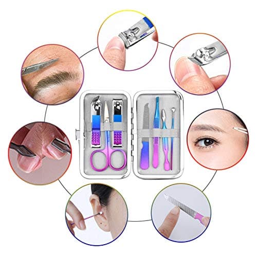 Manicure Set 7 pcs Pedicure Kit Professional Fashion Stainless Steel Nail Clippers Nails Cuticle Remover Toenail Cutter Grooming Tools for Girls Men Women — view 6