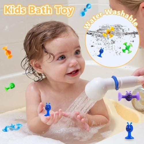 KAHEIGN 76Pcs Sucker Toys for Kids, 8 Tyles Suction Cup Kids Bath Window Building Toys Montessori Sensory Stress Release for Boys Girls Travel Birthday Christmas Children's Day Gifts — view 5