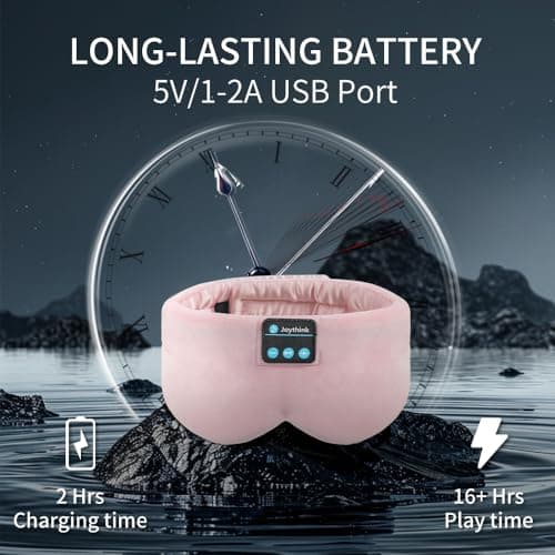 Joythink Sleep Headphones Bluetooth Sleep Mask Silk Headband Earphones Bluetooth Eye Mask for Sleeping On Side Blackout Soft Sleep Earphones Music Eye Cover Kids Children — view 6