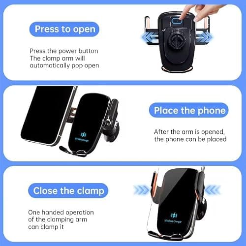 Car Phone Holder Wireless Charger, 15W Fast Wireless,Super Stable Air Vent Car Phone Mount Charger for iPhone Pro Max/17/16/15/14/13/12,Galaxy S25 Ultra/S25/S24/S23 — view 6