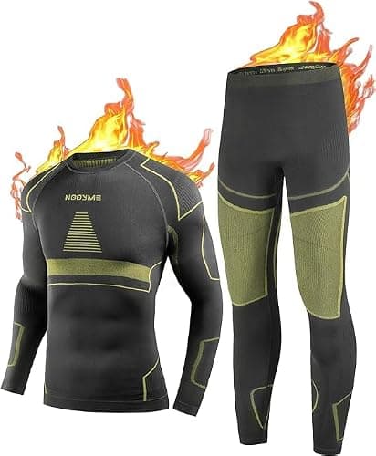 NOOYME Men's Thermals Base Layers Ski Compression Top & Bottoms Set