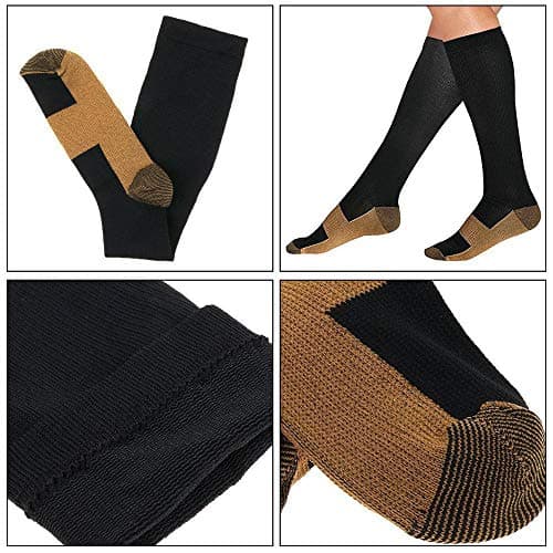 DZANS 3 Pirs Copper Compression Socks for Men & Women (20-30 mmHg) Best Graduated Athletic Fit for Running, Nurses, Flight Travel & Maternity Pregnancy - Boost Stamina, Circulation & Recovery（L/XL） — view 5