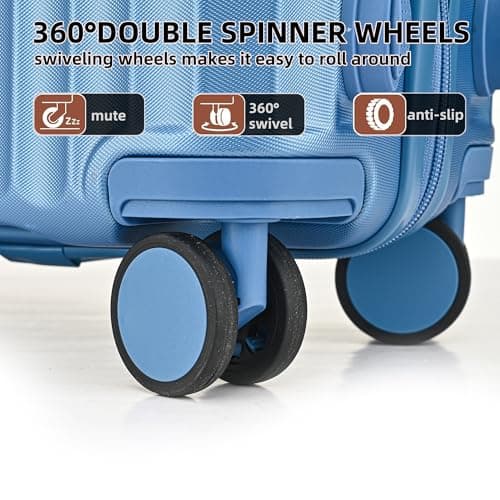 CMY Suitcase Luggage Set | Lightweight Hard Shell Suitcases | 4 Silent Dual Spinner Wheels | 3 Digit Combination Lock | Aluminium Telescopic Handle | 2 Pcs Sets (Sky Blue, Cabin 20" + Large 28") — view 6