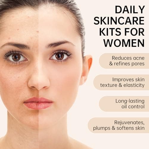 Collagen Skin Care Set, Anti Aging Skincare Set for Face, Shrink Pores, Hydrate & Firm Skin, 6 Pcs Individually Packaged Skincare Kits for Women with Cleanser, Toner, Lotion, Serum, Cream, Eye Cream. — view 3