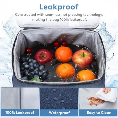 Lifewit Cooler Bag 30 Cans Collapsible and Insulated Large Lunch Bag Leakproof Soft Cooler Portable for Camping/BBQ/Family Outdoor Activities, Dark Blue — view 3