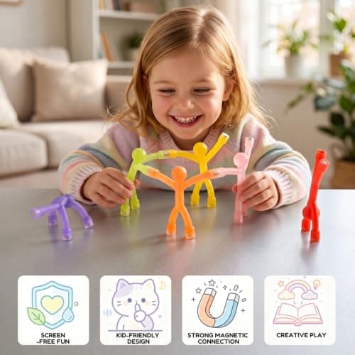 Magnetic Fidget Travel Toys for Kids Age 3-8 – 6Pcs Fun Magnetic Men Set, Perfect for Airplane & Car Trips,Sensory Stress Relief, and Travel Game Gift for Boys & Girls — view 4
