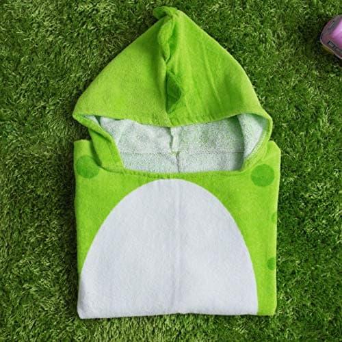 Alltops Kids Cotton Hooded Towel Cartoon Unicorn Dinosaur Bathrobe Bath Poncho Towel for Boys Girls, 0-4 years, Green Dinosaur — view 6