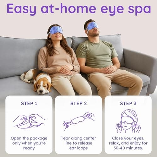 8 Pack Lavender Steam Eye Mask for Dryness, Puffiness, Strain & Relaxation, Heated Eye Mask for Sleeping & Travel, Self-Heating & Disposable Warm Compress, Travel Essentials,Relaxation Gifts for Women — view 4