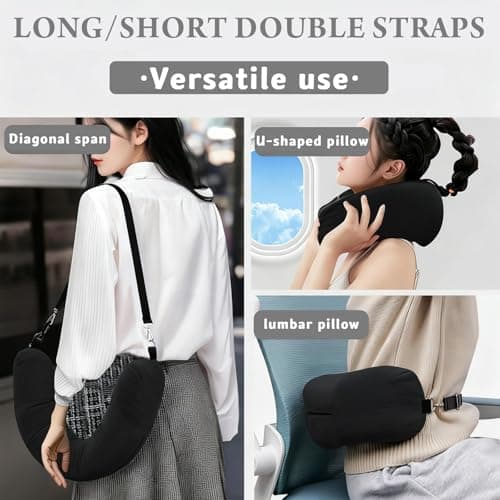 HOPNKN Stuffable Neck Pillow for Travel, Travel Pillow Stuffable with Clothes, Travel Neck Pillows With Adjustable Straps for Essentials Extra Luggage(Black) — view 4