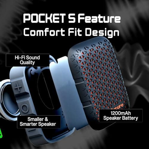 HiFuture Pocket S Bluetooth Speaker | 5.4 Wireless Speaker - IPX7 Waterproof Speaker with Type-C Charging | Portable Speaker with Built in Magnetic Clip - 5W Output with 8 Hours Playtime — view 6