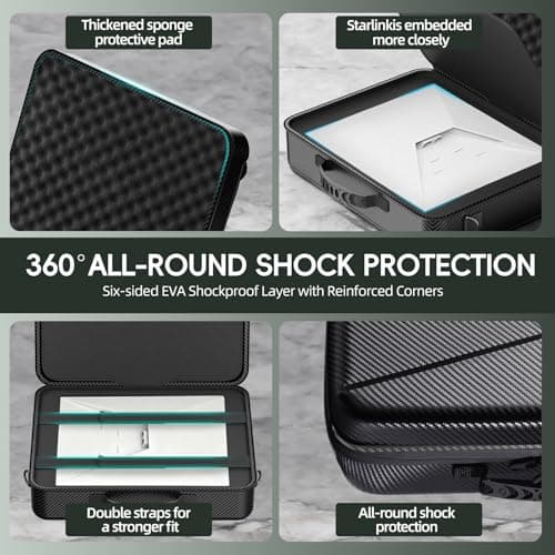 Starlink Mini Case, Portable Shockproof EVA Starlink Case Travel Organizer Storage Bag Protective Waterproof with Carrying Handle for Starlink Mini Router & Accessories (Black) — view 5