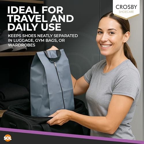 SOL 1pk Water Resistant Travel Shoe Bag - Zipped Organiser Shoe Bag — view 6