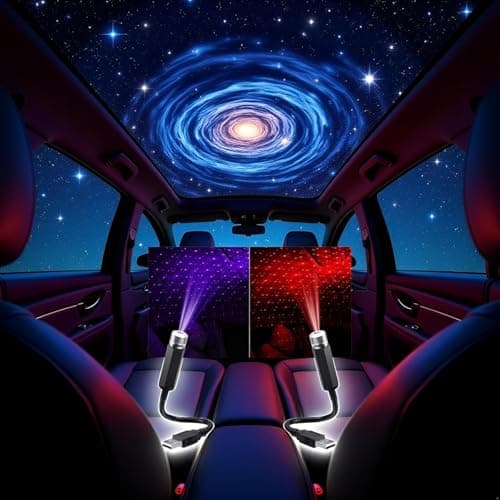 Gowxs 2Pcs Mini LED Projection Lamp Star Night, USB Plug Night Light, Romantic Projector Light Durable Mini Projection for Car, Bedroom, Living Room, Party (Red andPurple) — view 5